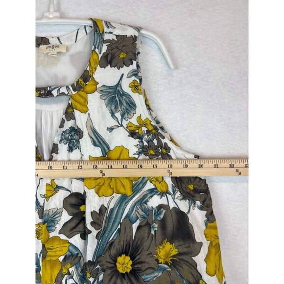 Umgee Floral Print Sleeveless Tunic Mini Dress Womens S Yellow Gray Teal - Picture 7 of 11
